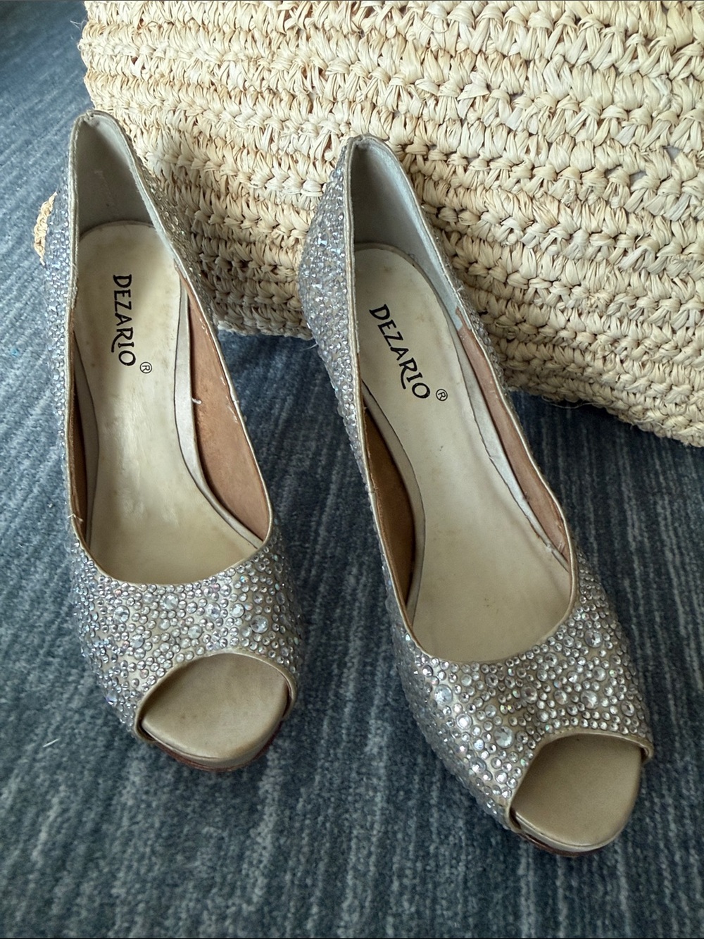Women's Silver Glitter Peep-Toe Heels